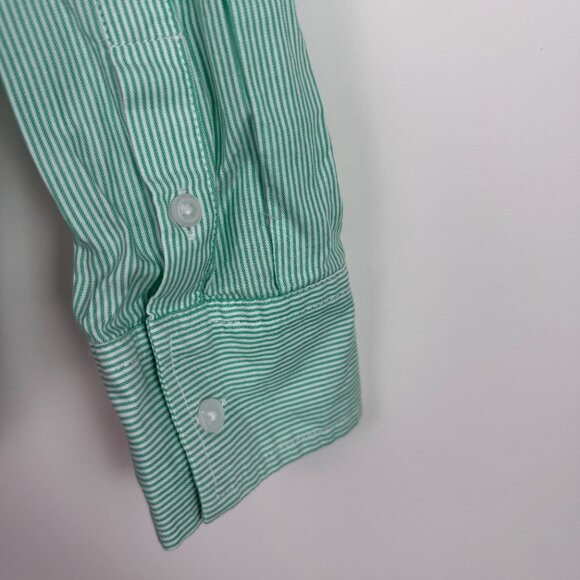 Everlane The Silky Cotton Relaxed Button Down Shirt Striped Jade Green White 00 - Picture 4 of 6
